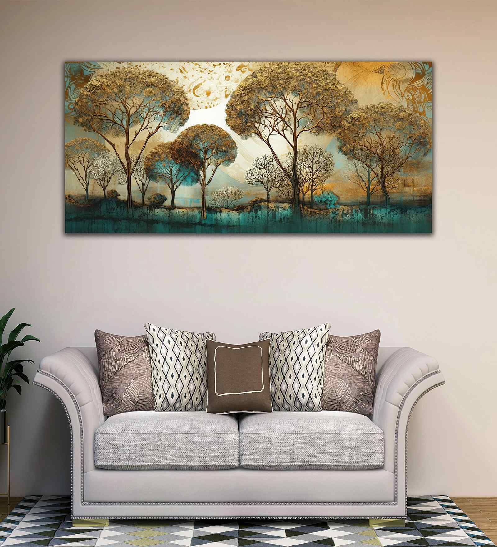 Abstract Forest Tree Artistic Canvas Wall Painting