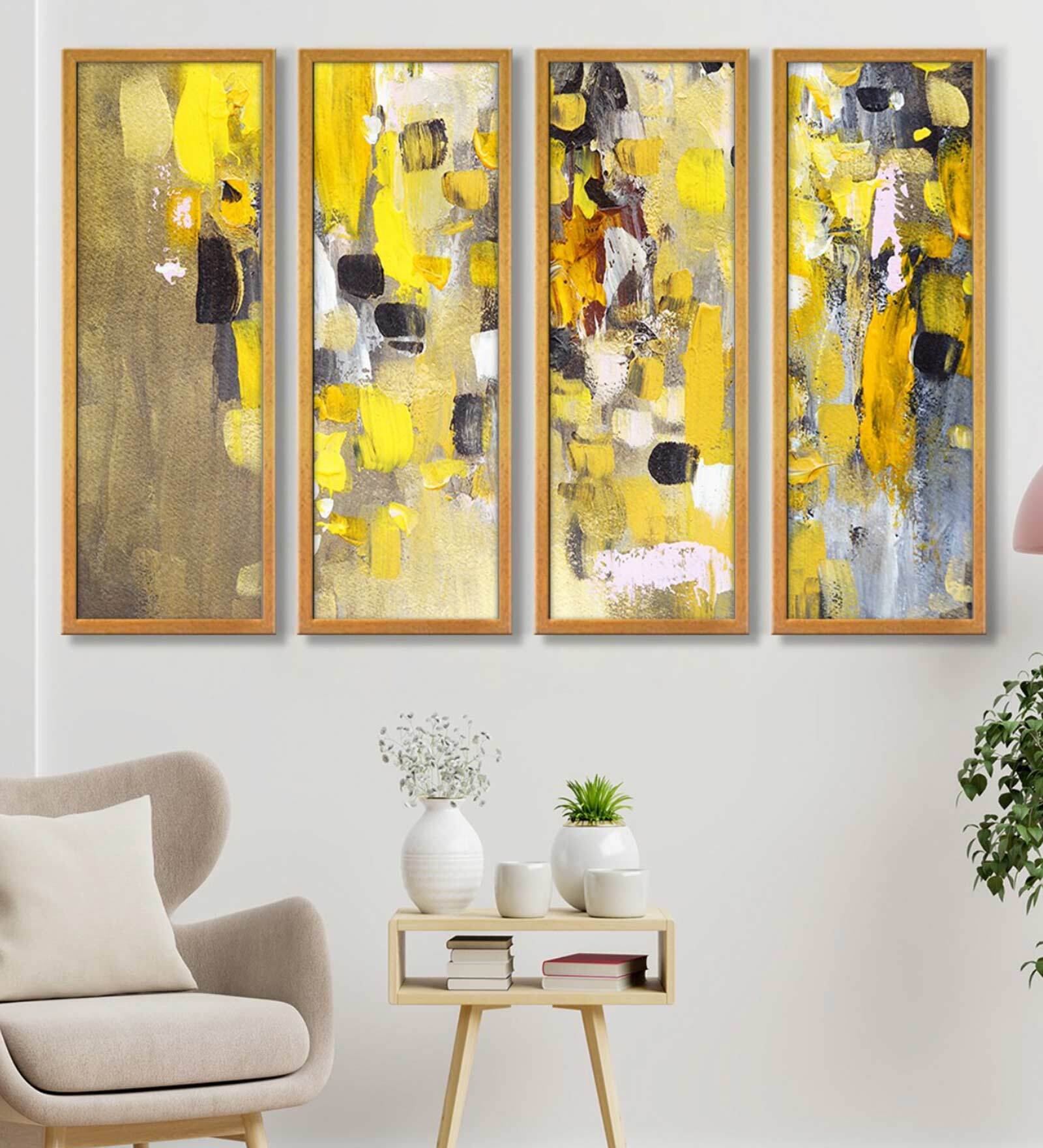 Buy Apollo Multicolour Canvas Framed Abstract Art Panel Set of 4 at 16% ...