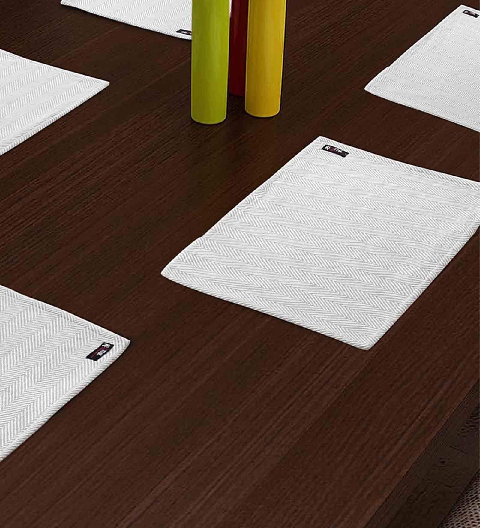 Abstract Grey Cotton 19 X13 Inches Placemats (Set of 6)