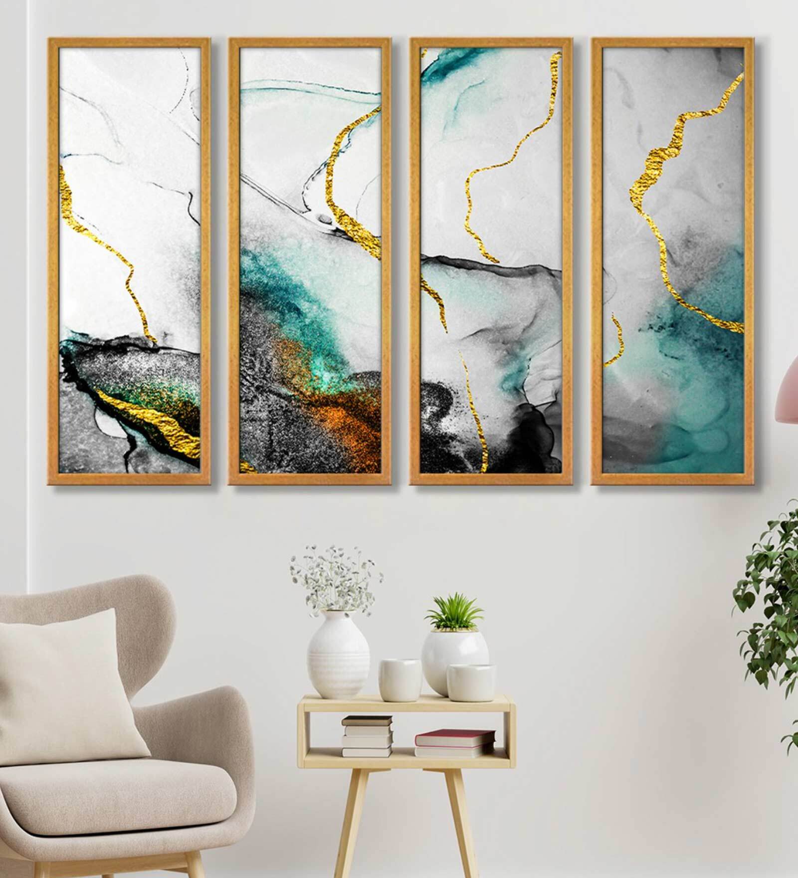 Culinary Multicolour Canvas Framed Abstract Art Panel Set of 4