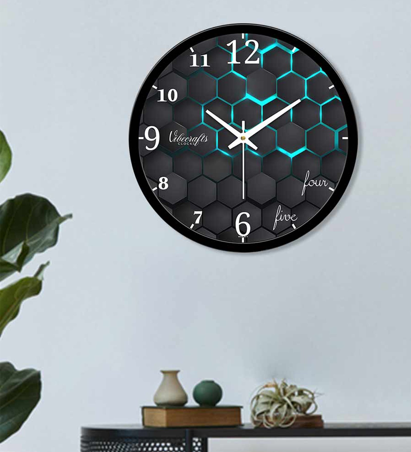 Abstract Hexagonal Designer Purple Plastic Wall Clock