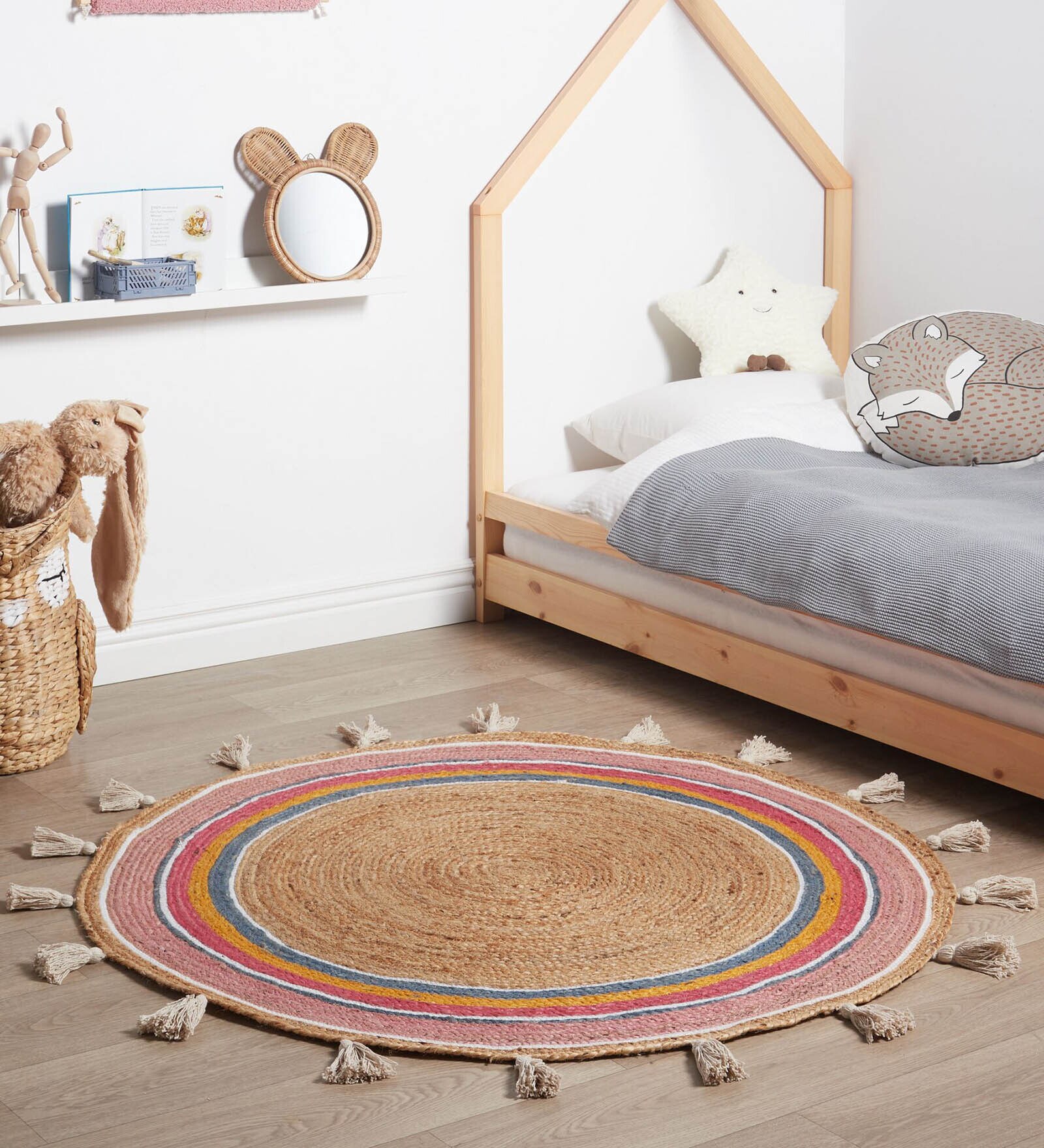 Abstract Jute 3 Ft X 3 Ft Hand Woven Dhurrie