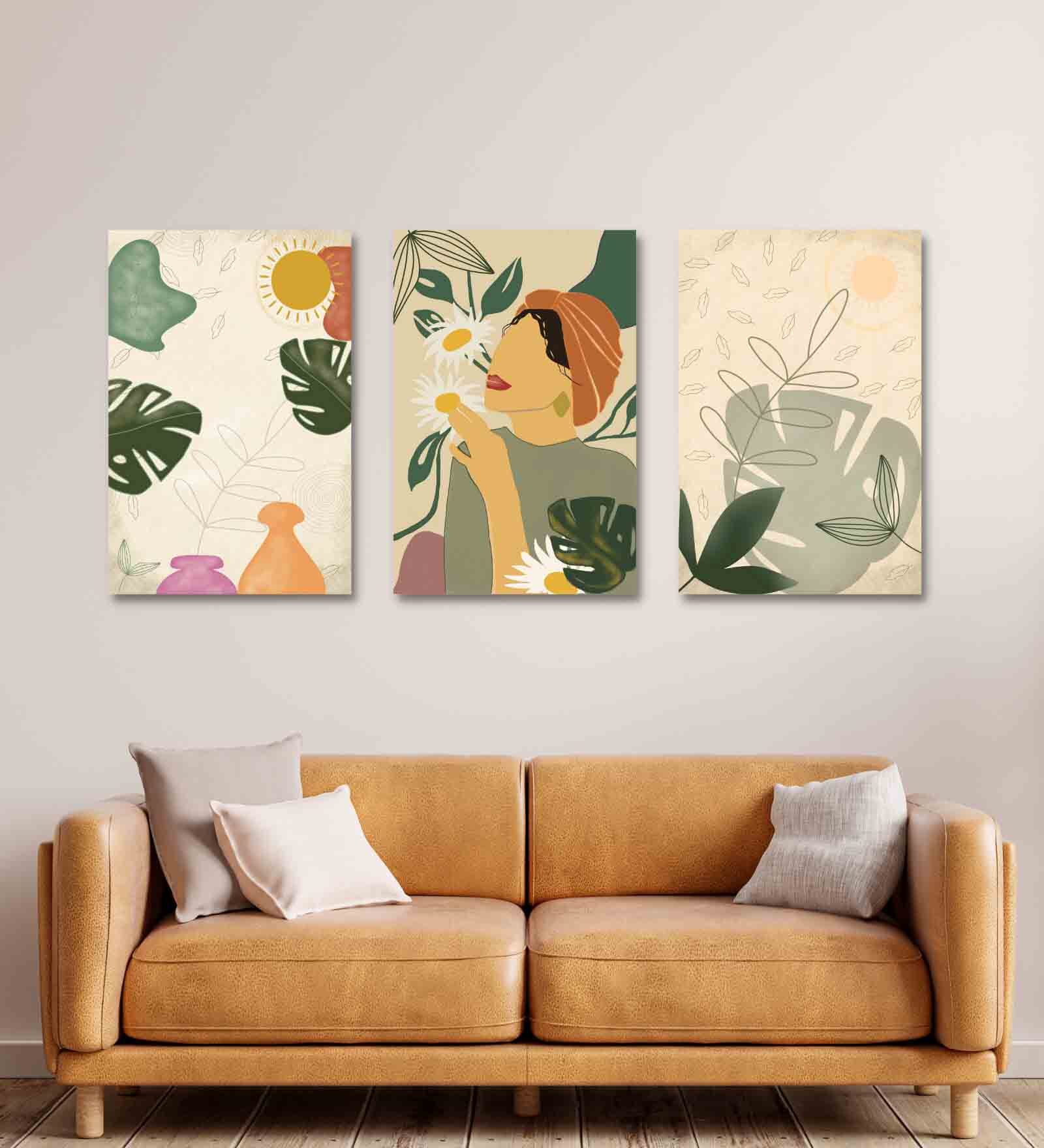 Abstract Thea Multicolour Canvas Unframed Floral Art Print