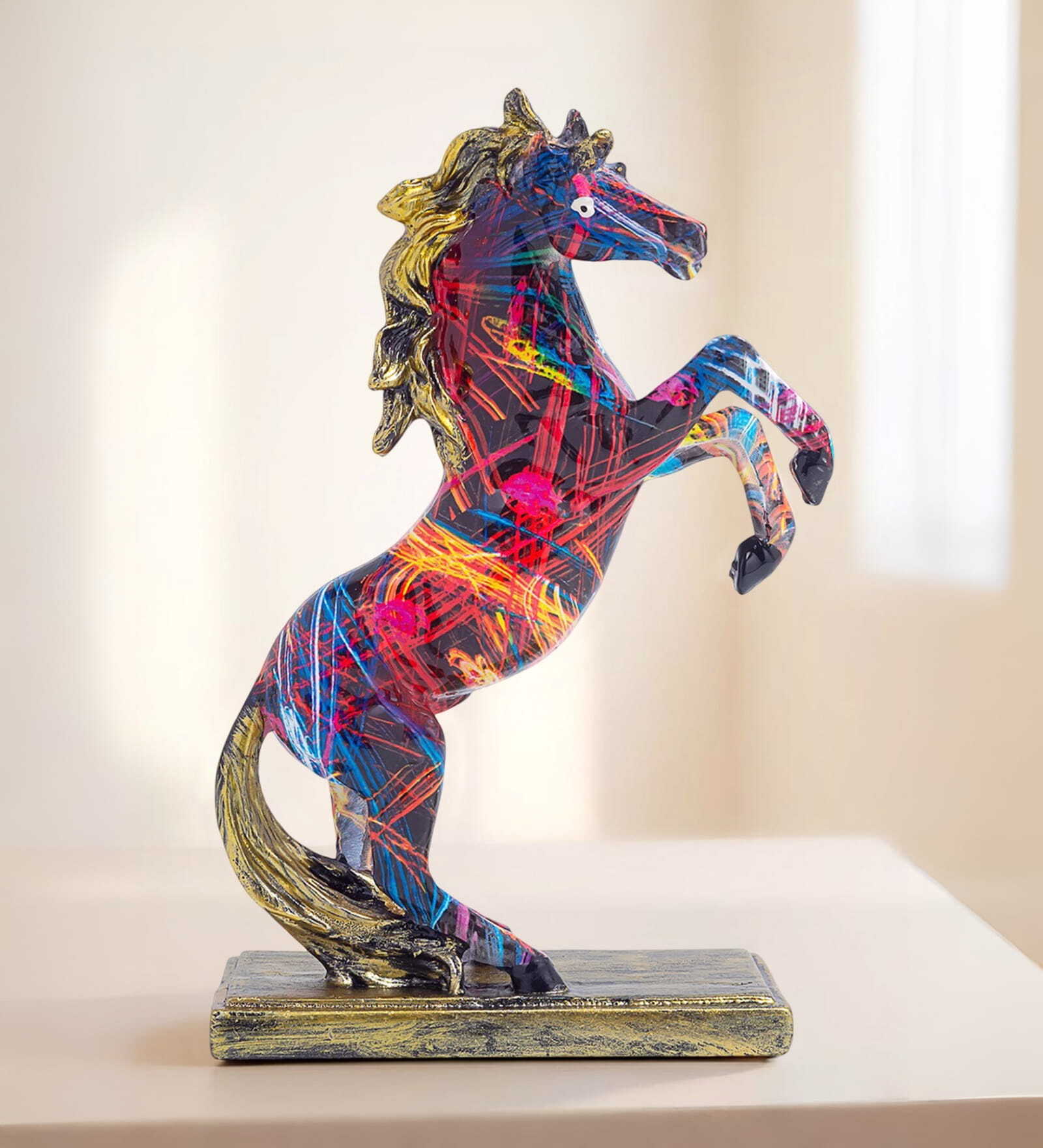 Abstract Multi Colour Horse Decor 6.2 Inch