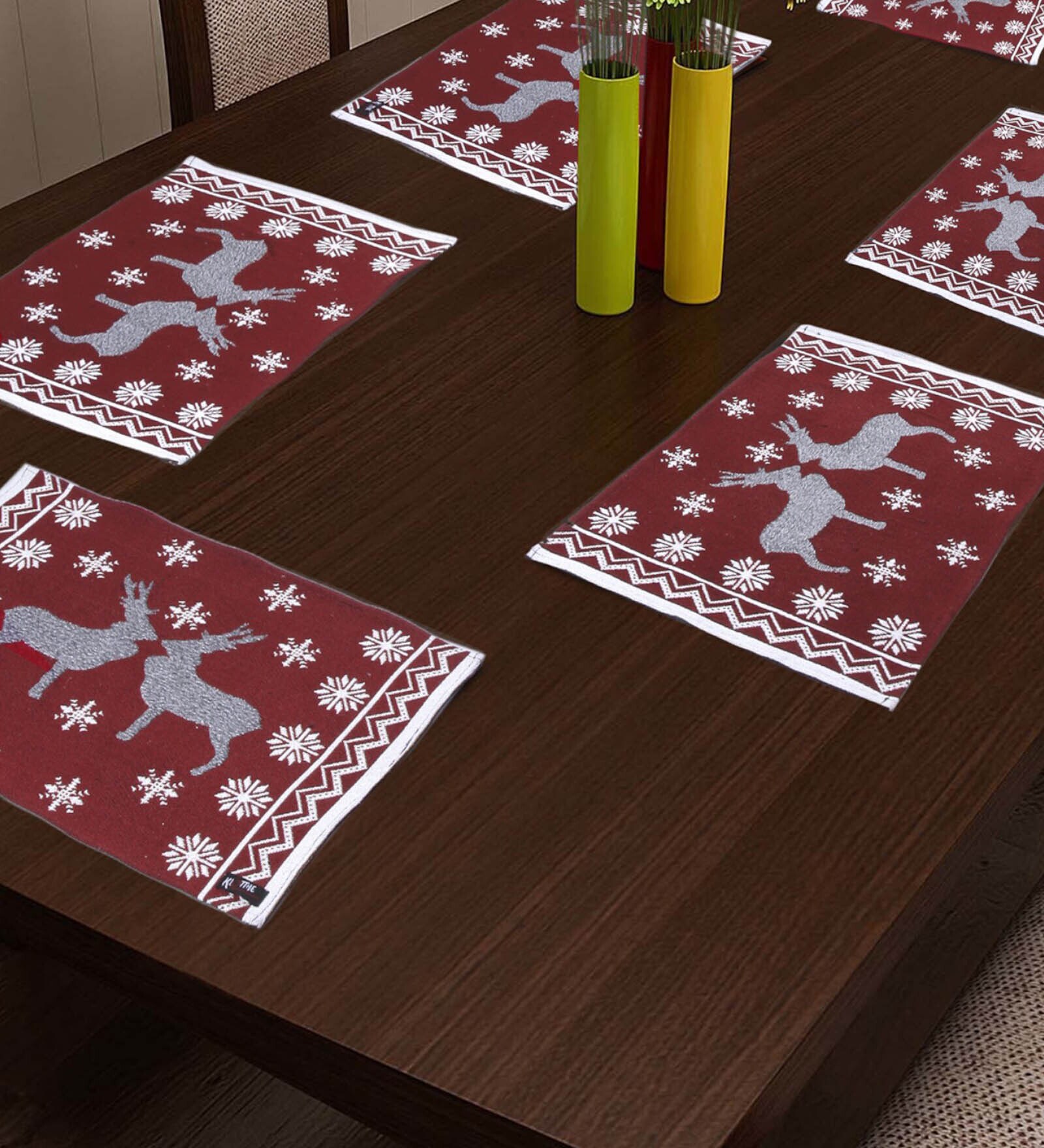 Abstract Multicolor  (19x13) Cotton Placemat (Set of 6)