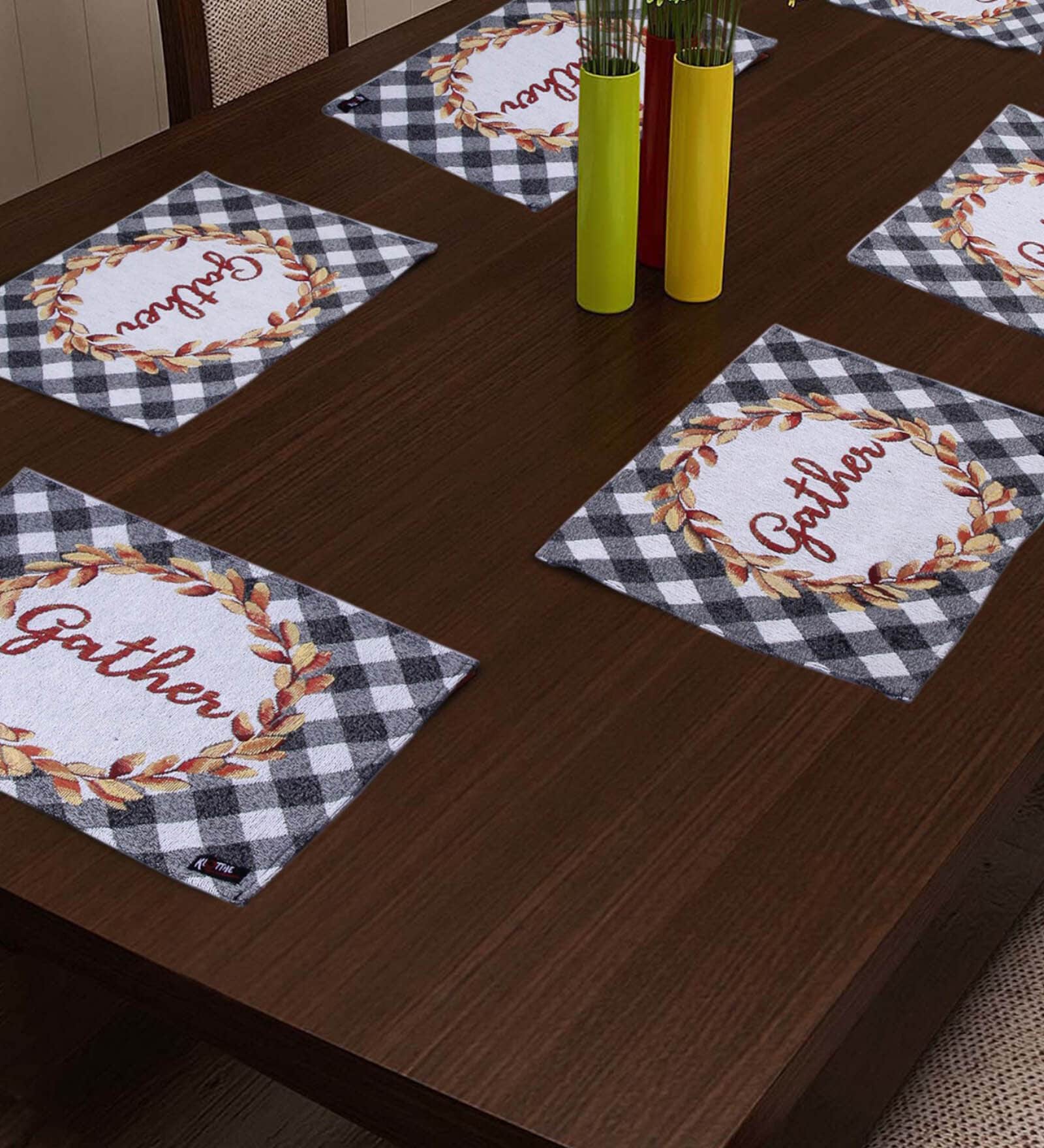 Abstract Multicolor  (19x13) Cotton Placemat (Set of 6)