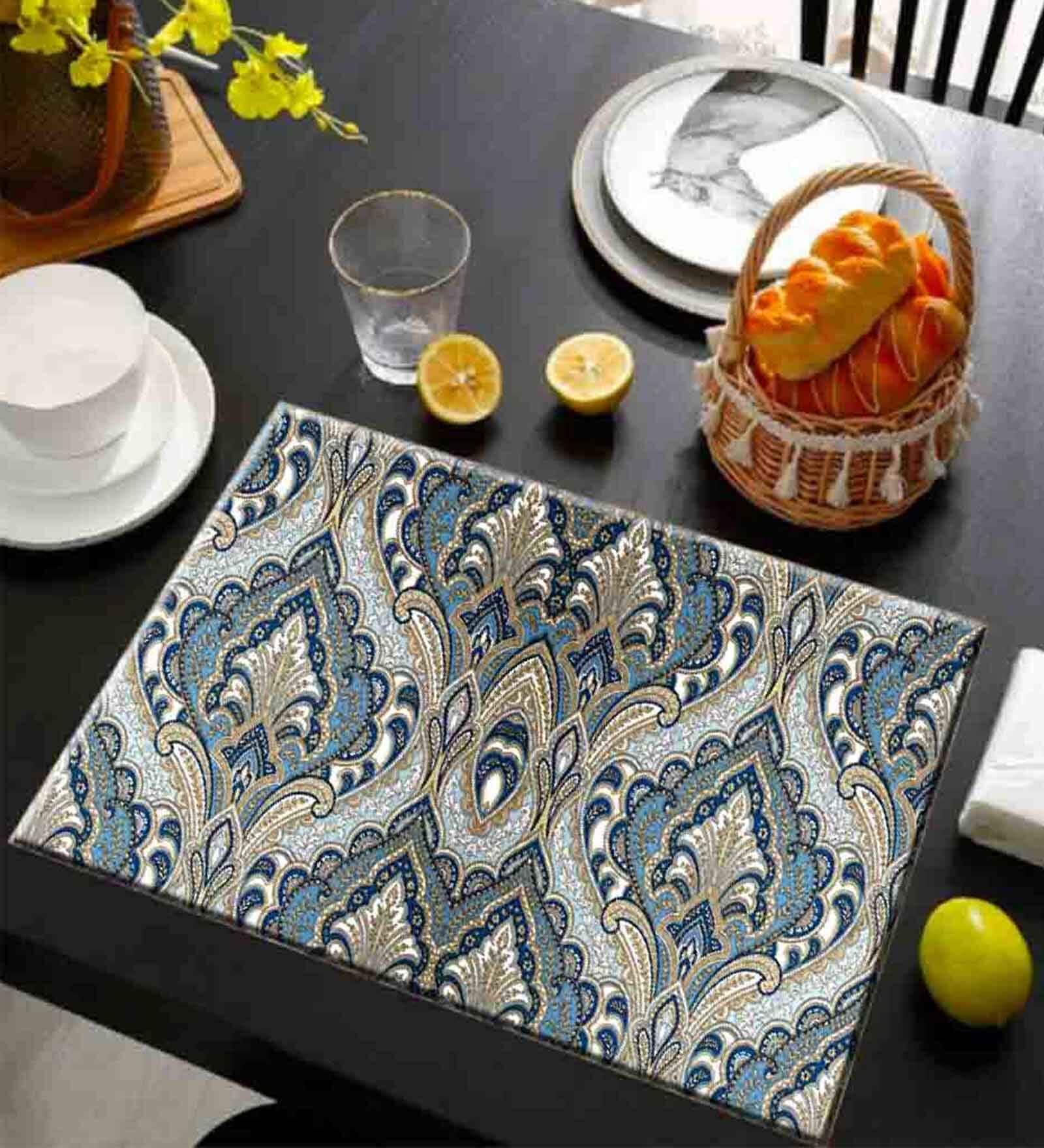 Abstract Multicolor (12 x 17.5) Satin (Set of 6) Placemats