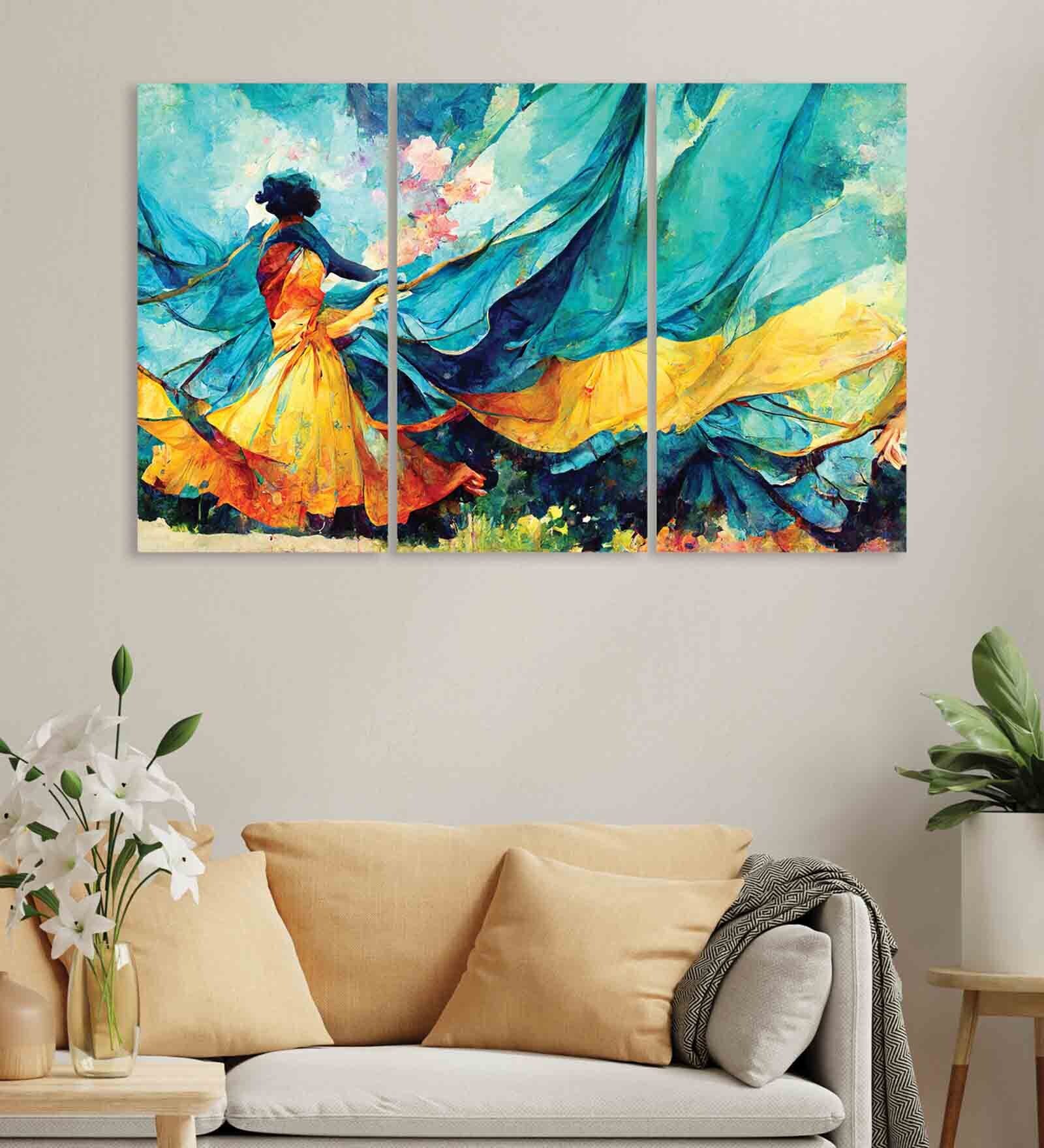 Abstract Multicolour Canvas (Set of 3) Art Panels