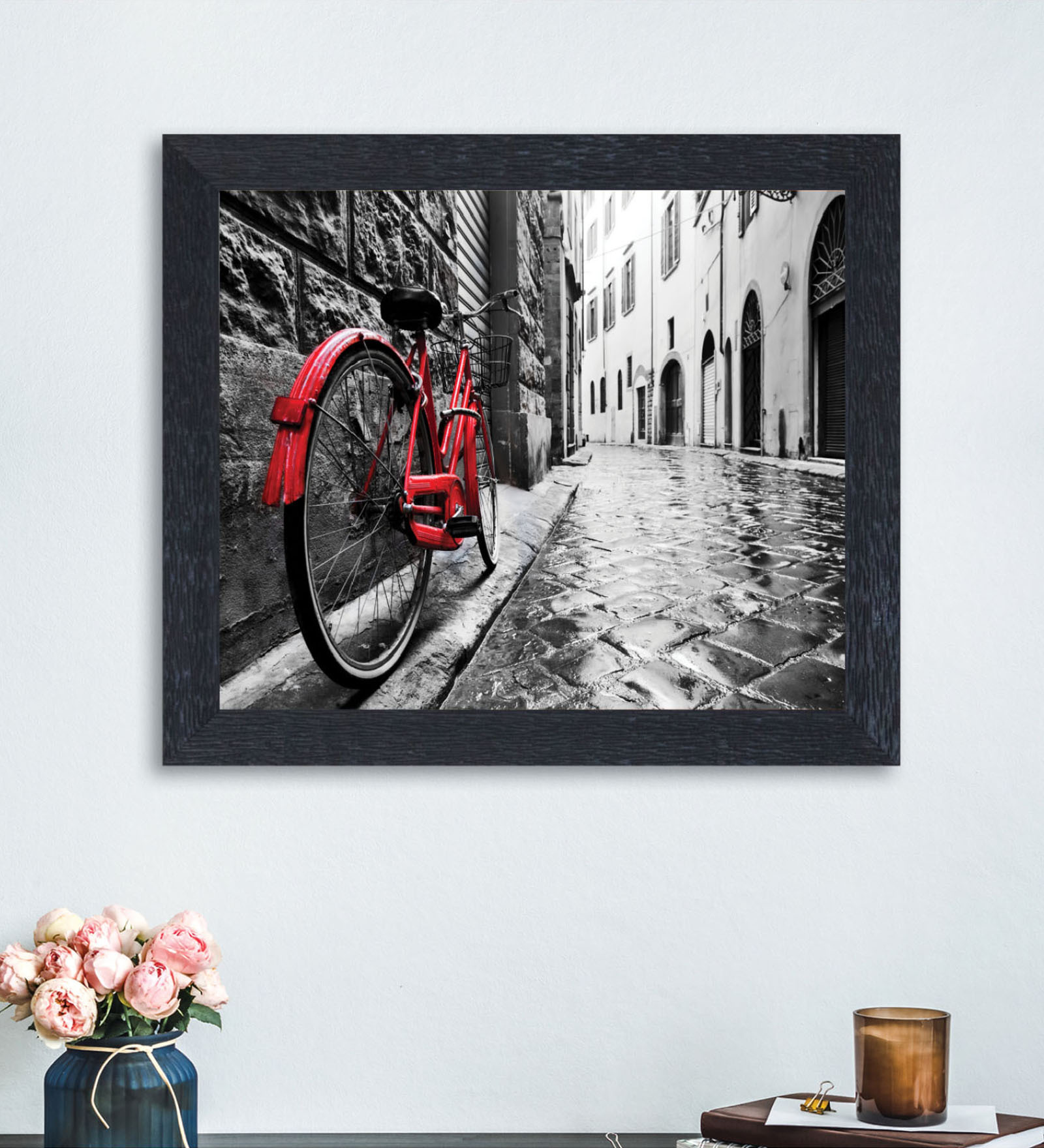 Abstract Multicolour Black Synthetic Wood Framed Transport Art Print