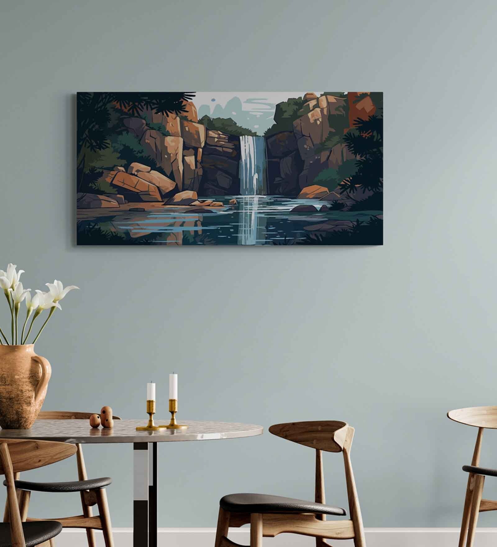 Abstract Nature Waterfall Canvas Print Stretched Frame