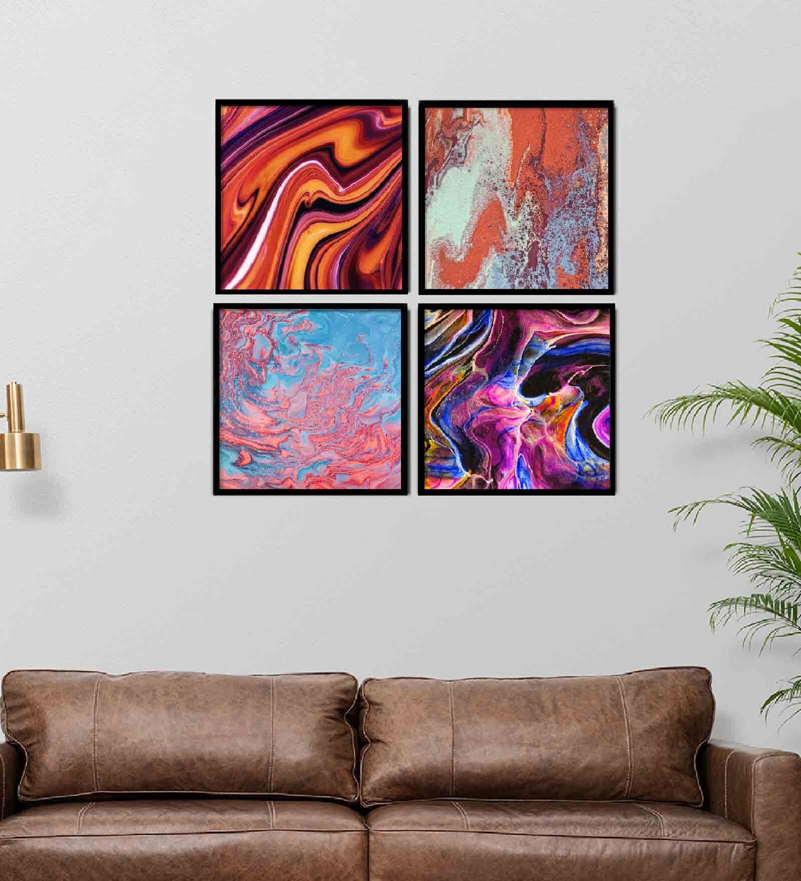 Buy Way Orange Engineered Wood Framed Art Print Set of 4 at 14 OFF by