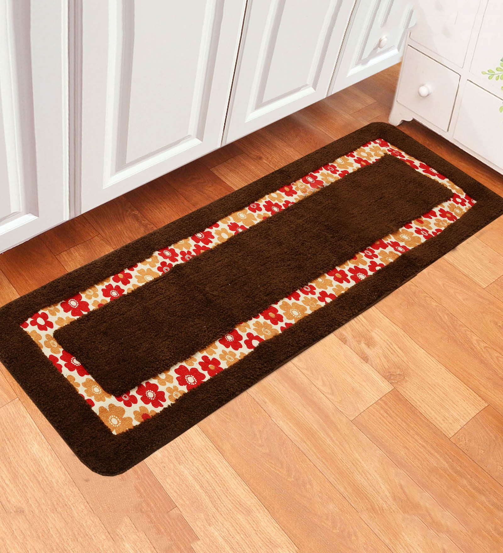 Brown Cotton 55 x 16 Inches Hand Tufted Floor Runner