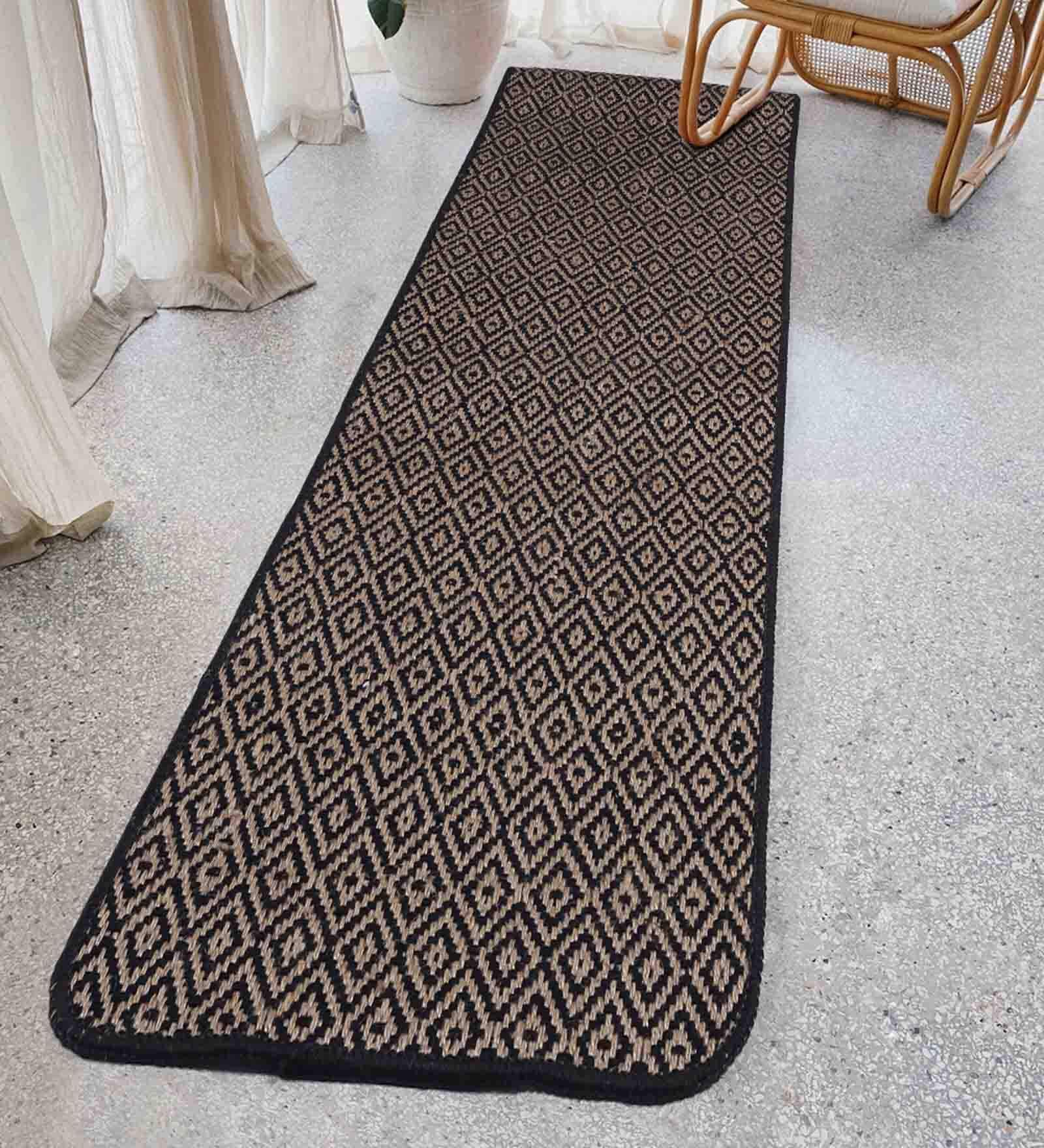 Black Jute 47 x 18 Inches Machine Made Floor Runner