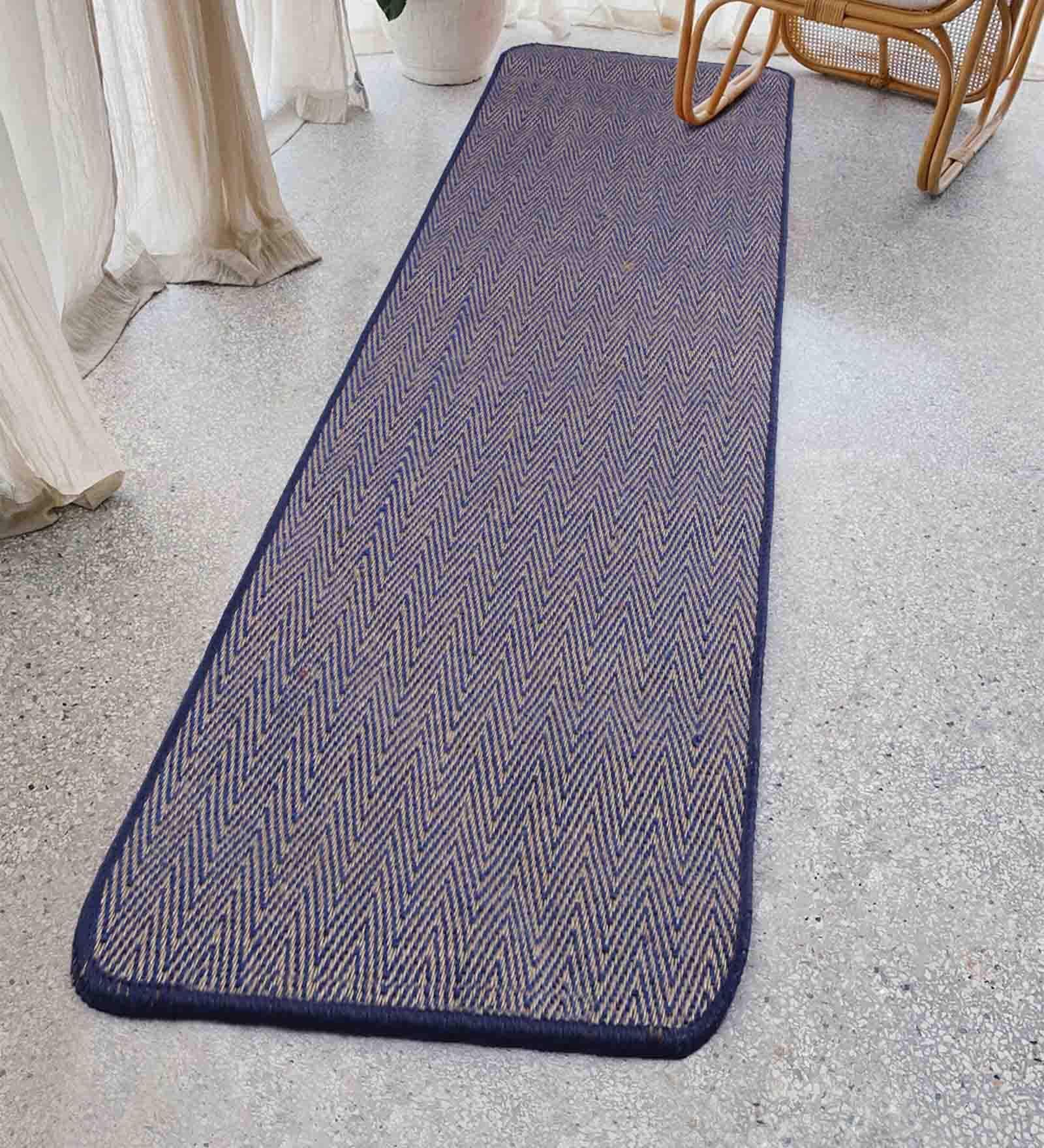 Blue Jute 47 x 18 Inches Machine Made Floor Runner