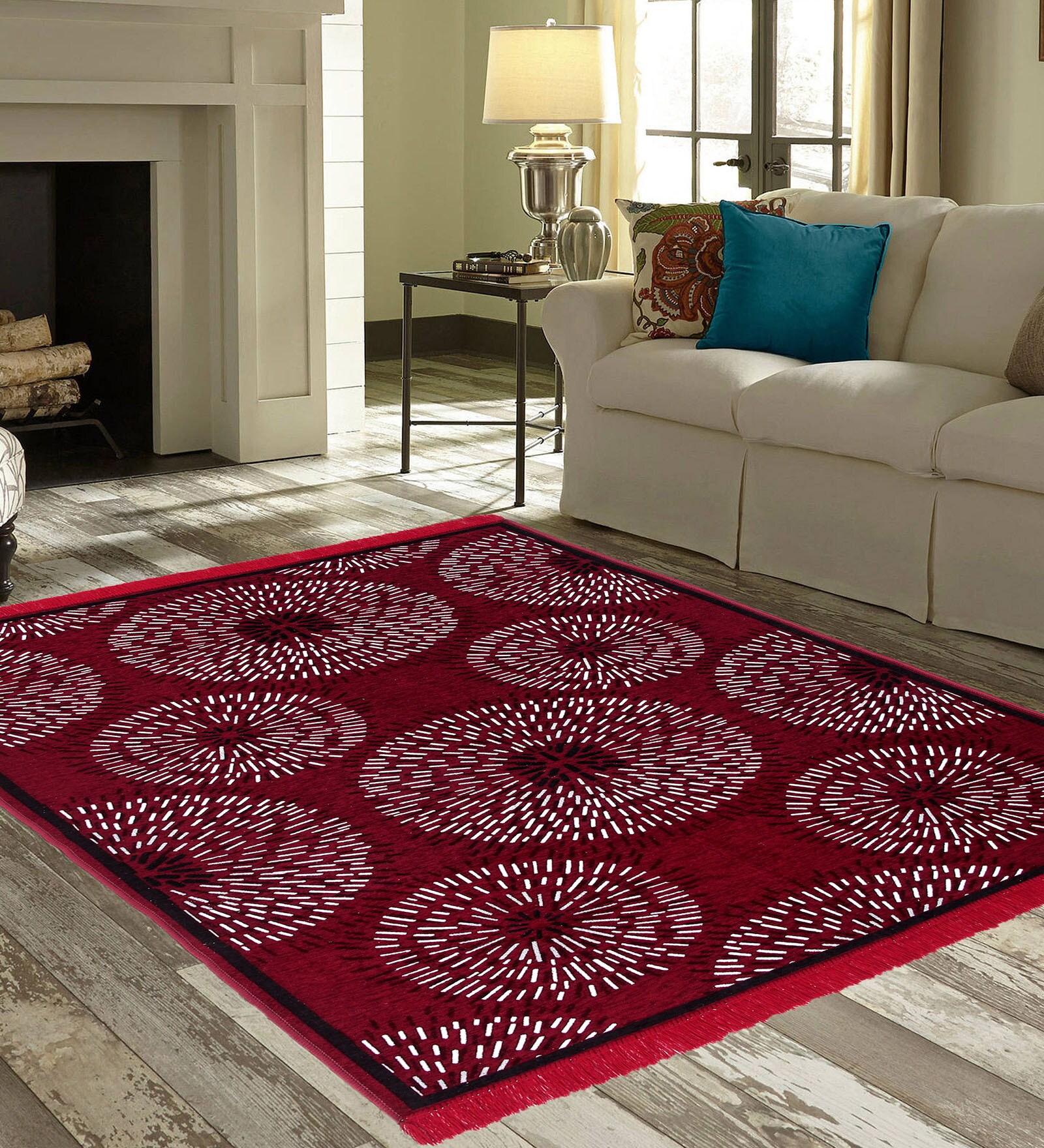 Maroon Persian Chenille 5 ft x 7 ft Machine Made Carpet