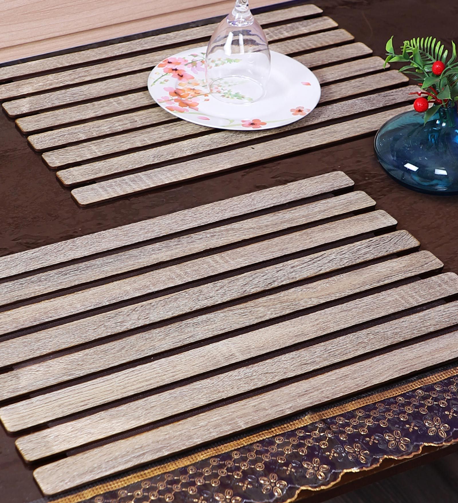 Abstract Grey Wood 18 X 14 Inches Placemats (Set of 6)