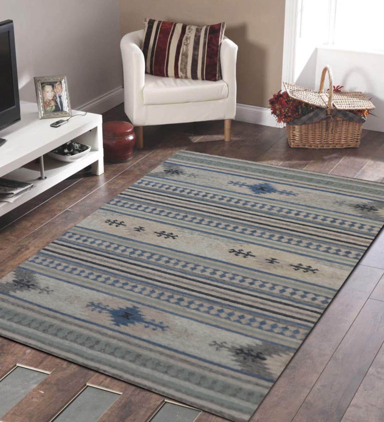 Grey Traditional Wool 4 X 6 Feet Dhurrie