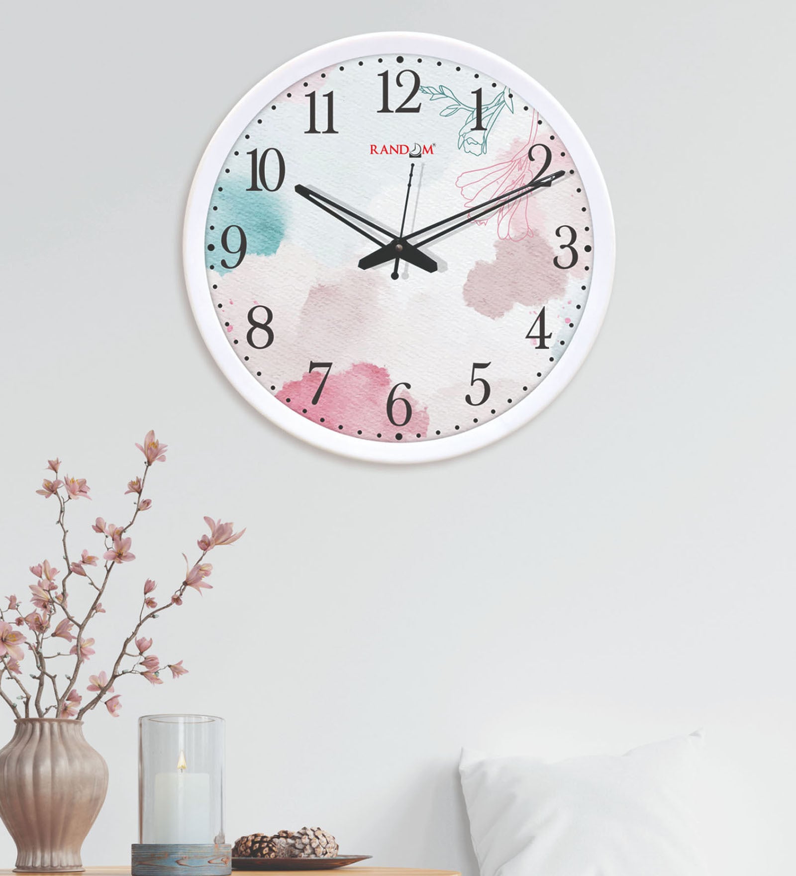 White Plastic Abstract Modern Wall Clock