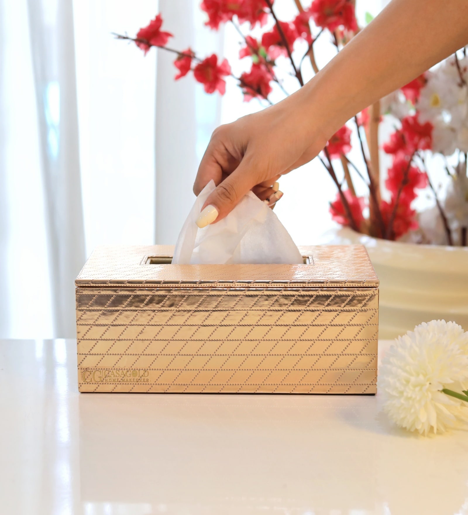 Abstract Solid Leather Tissue box