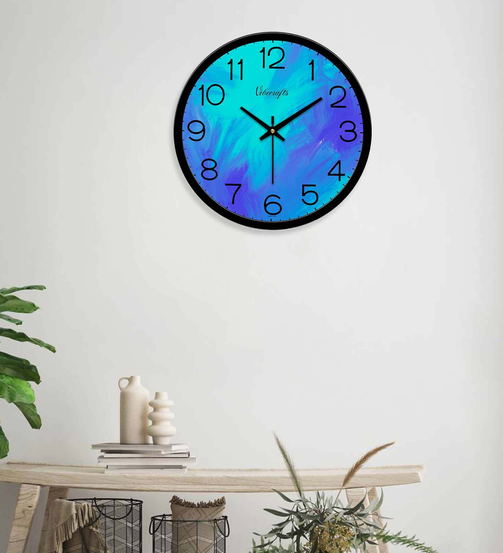 Abstract Texture Design Plastic Wall Clock In Blue