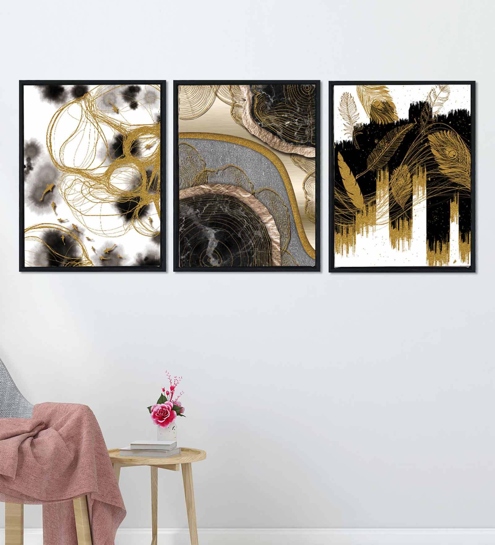 Roman Multicolour Canvas Framed Art Print Set of 3