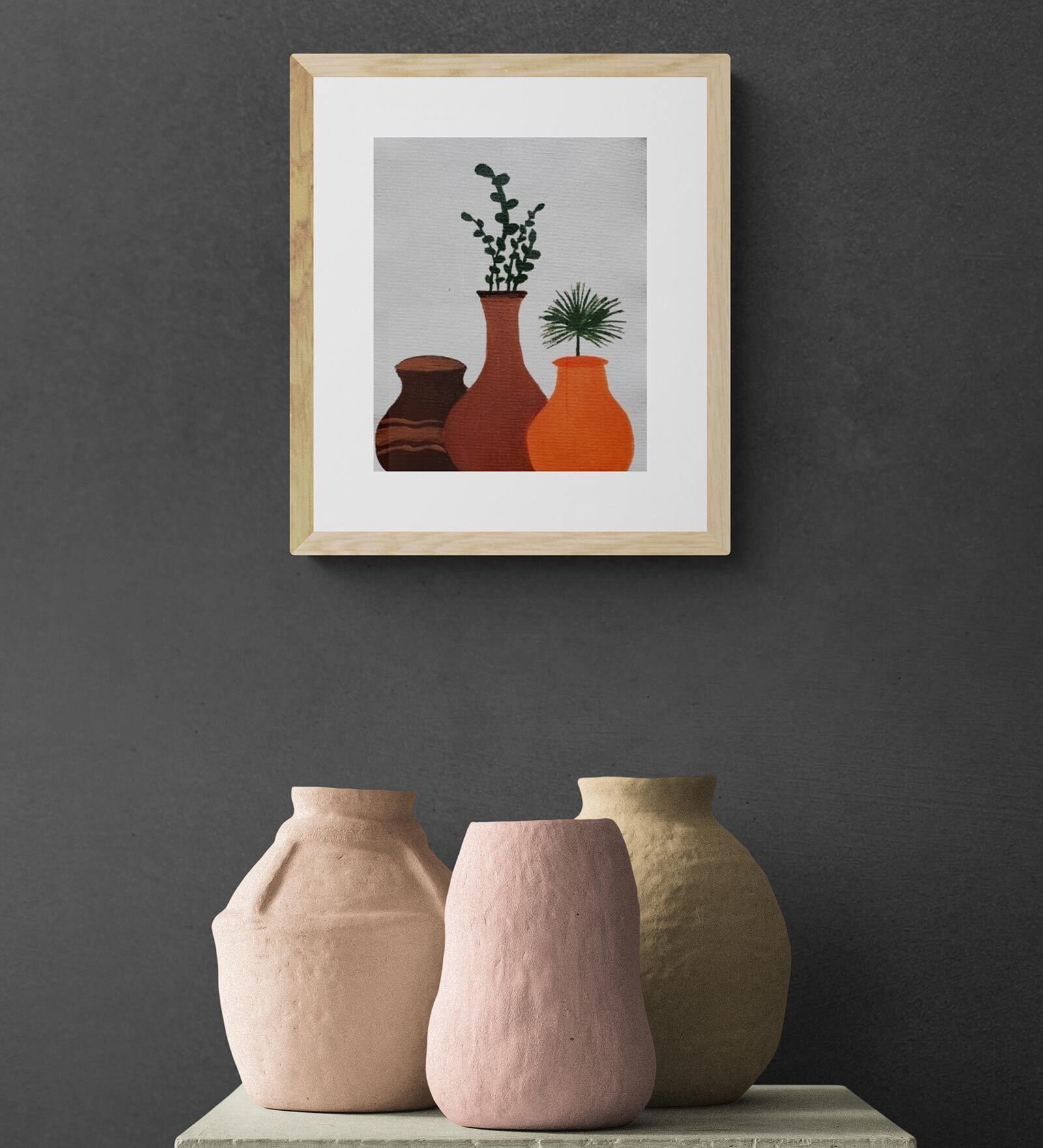 Abstract Vase Art Handmade Acrylic On Unframed Canvas Painting