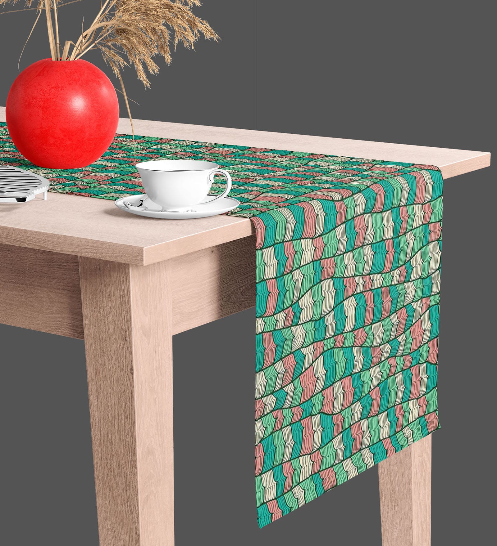 Buy Abstract Waves Multicolor (84 x 12) Cotton Canvas Table Runner at