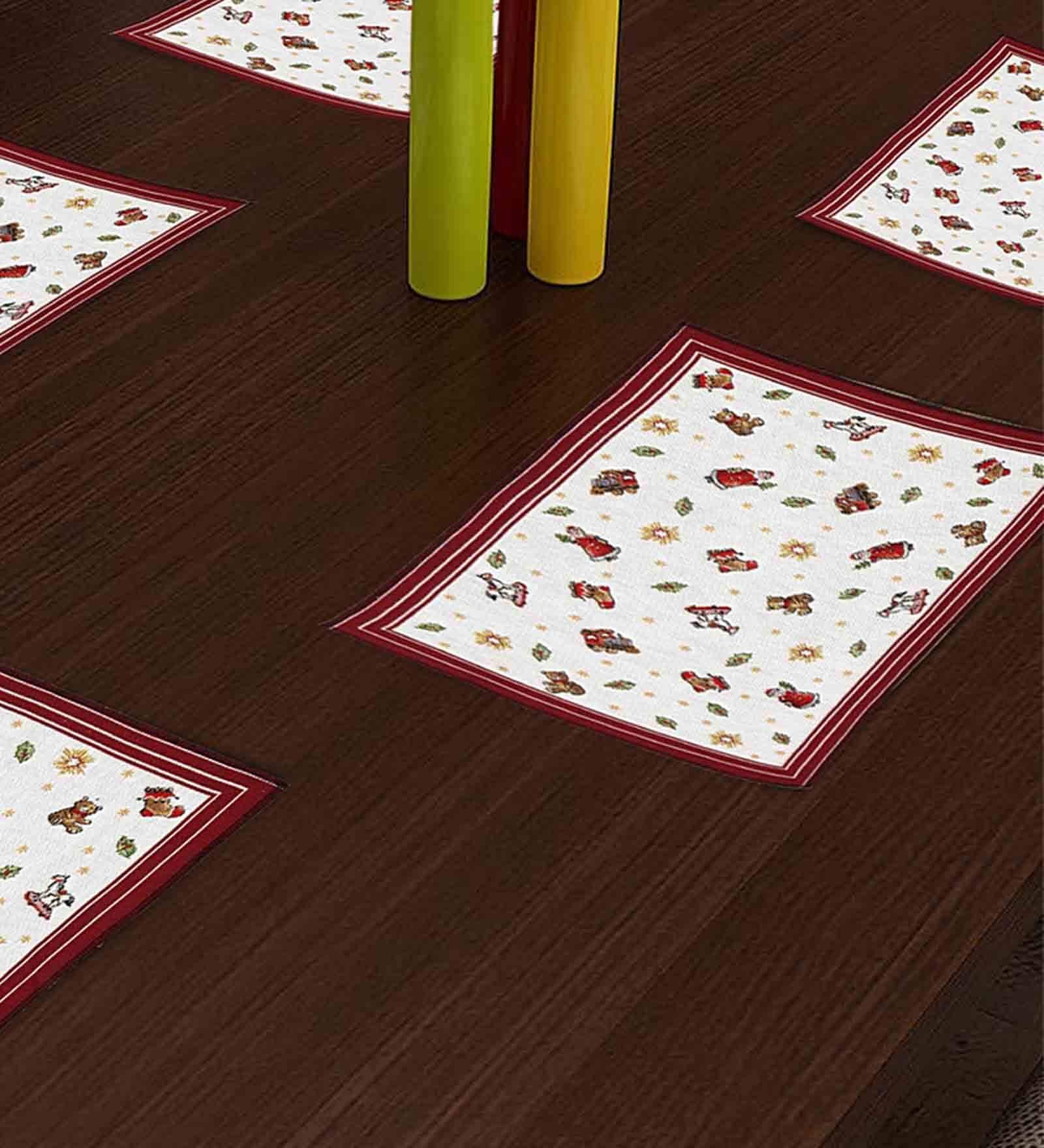 Abstract White Cotton 19 X13 Inches Placemats (Set of 6) 