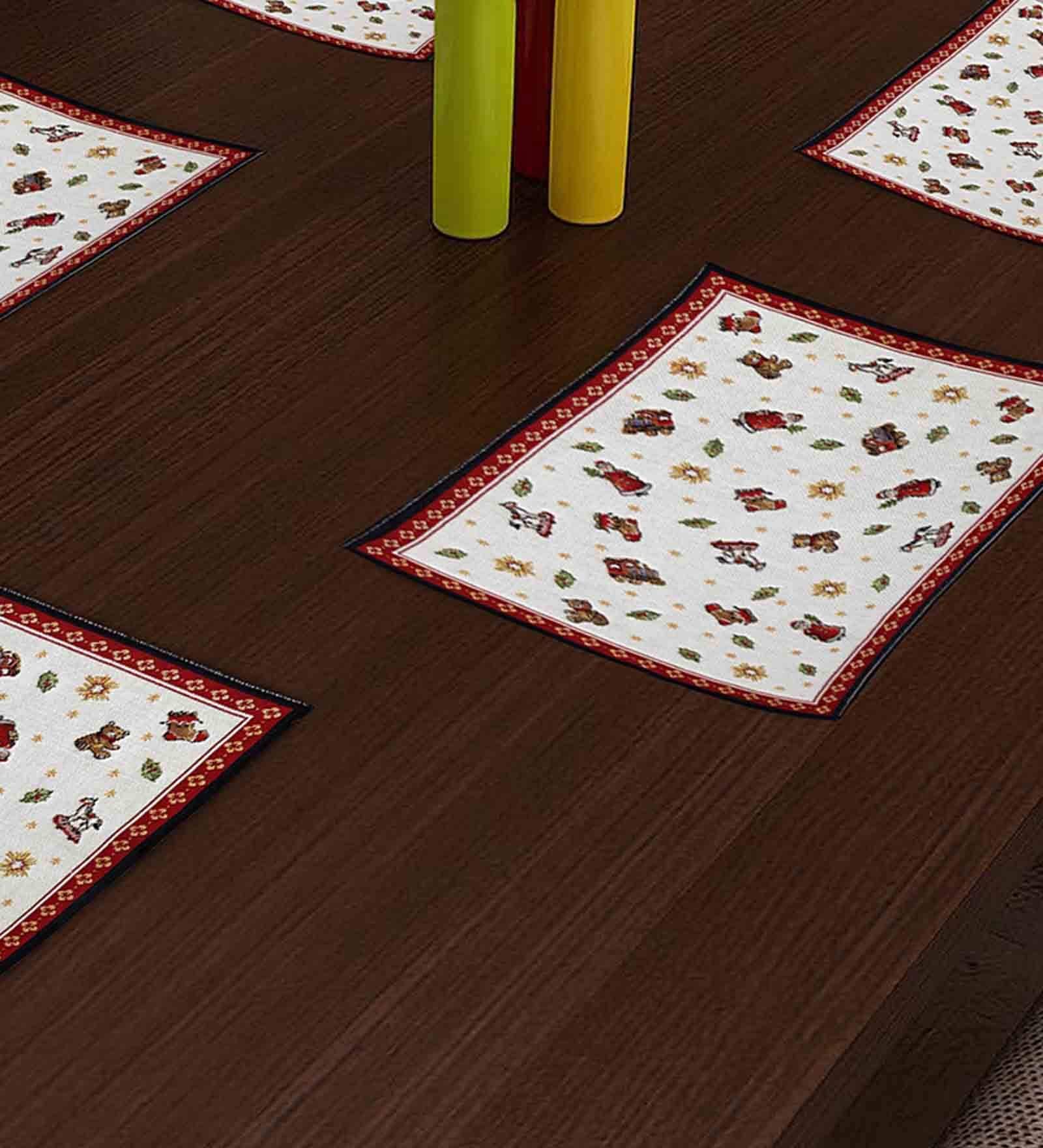 Abstract White Cotton 19 X13 Inches Placemats (Set of 6) 