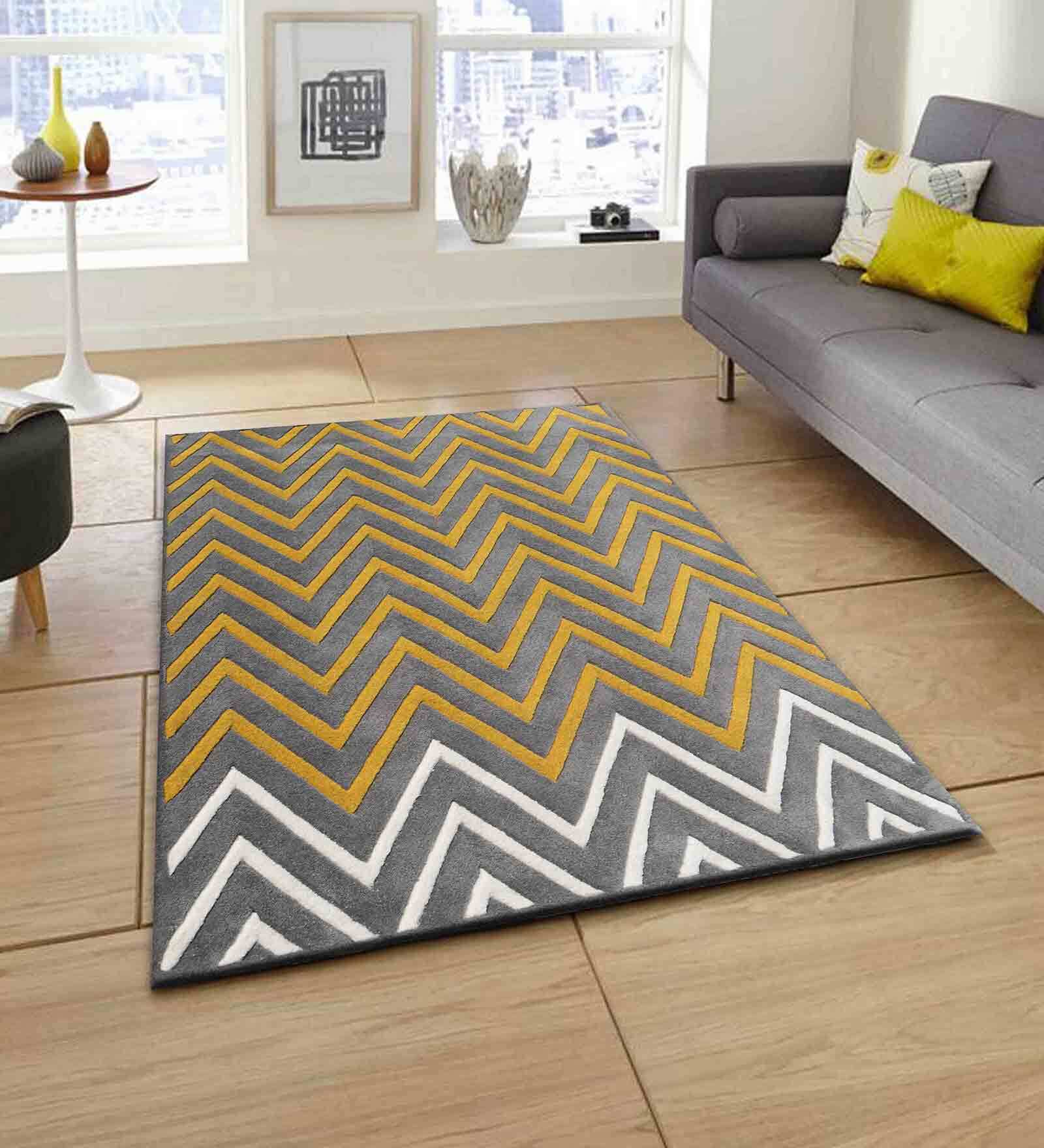 Blue Abstract Wool 4 ft x 6 ft Hand Tufted Carpet