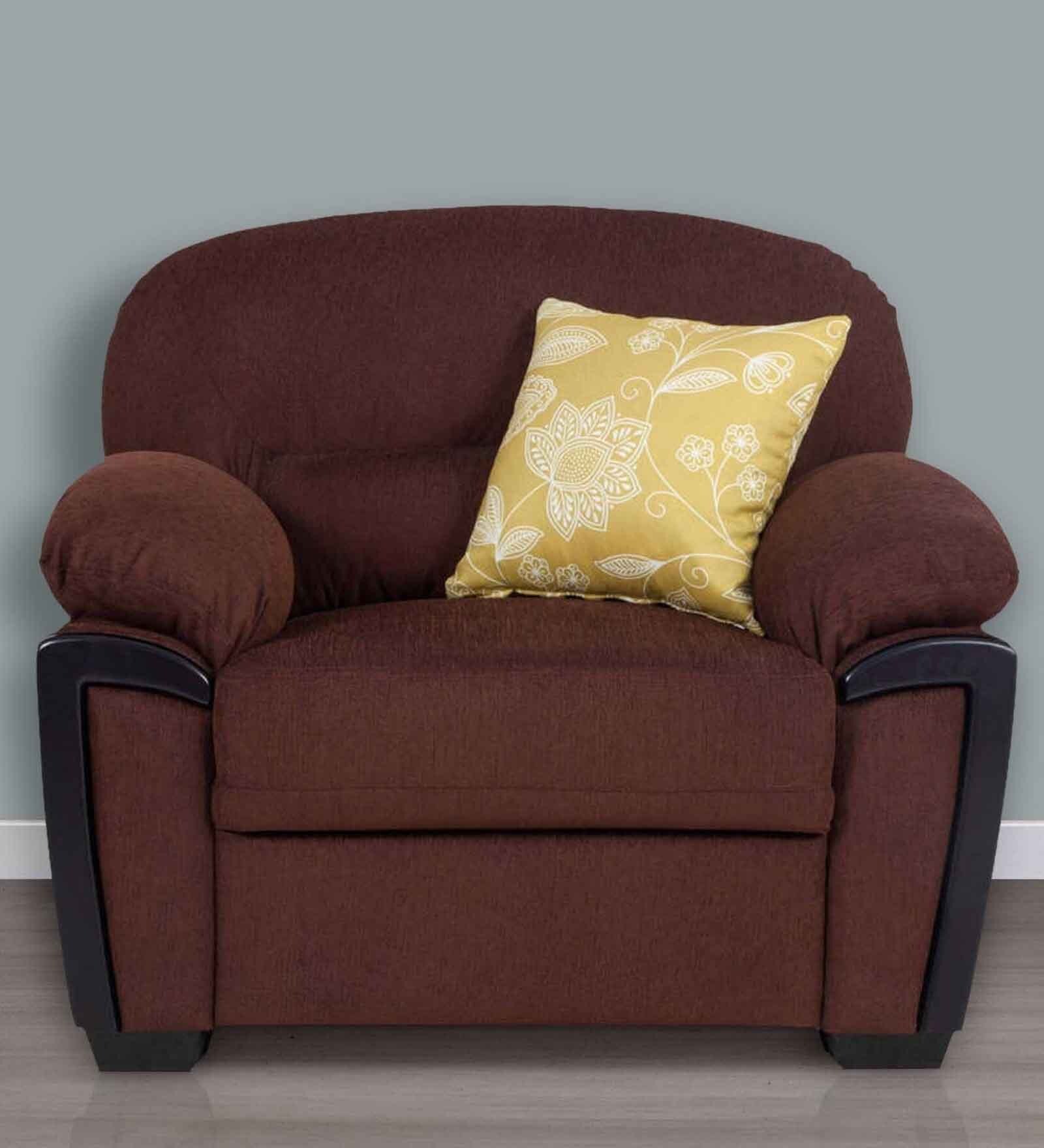 Buy Abu Dhabi Royale One Seater Sofa in Brown Colour by Urban Living