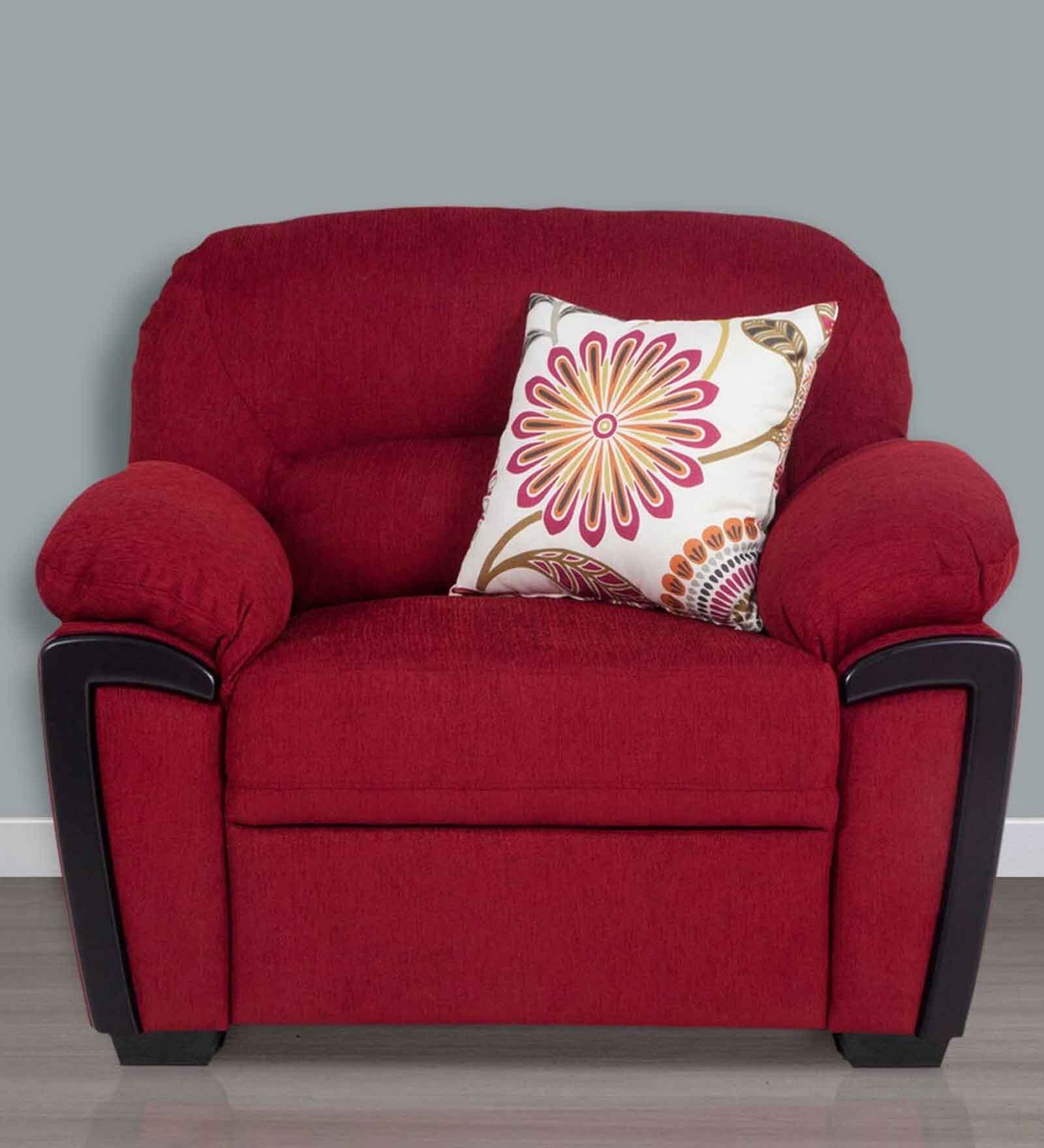 Buy Abu Dhabi Royale One Seater Sofa in Maroon Colour by Urban Living