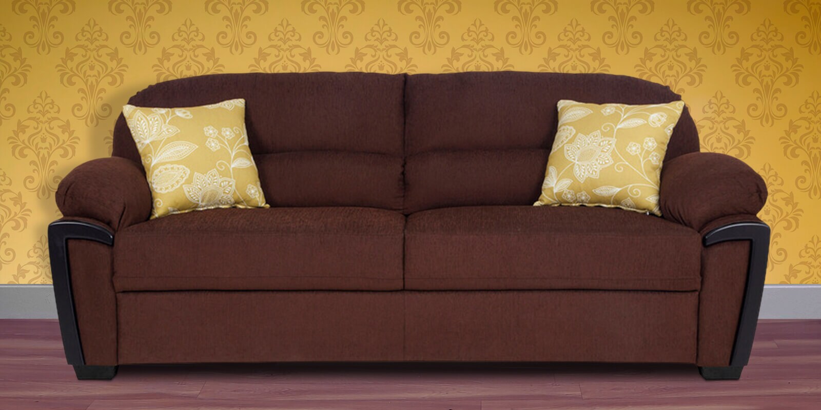 Buy Abu Dhabi Royale Three Seater Sofa in Brown Colour by Urban Living