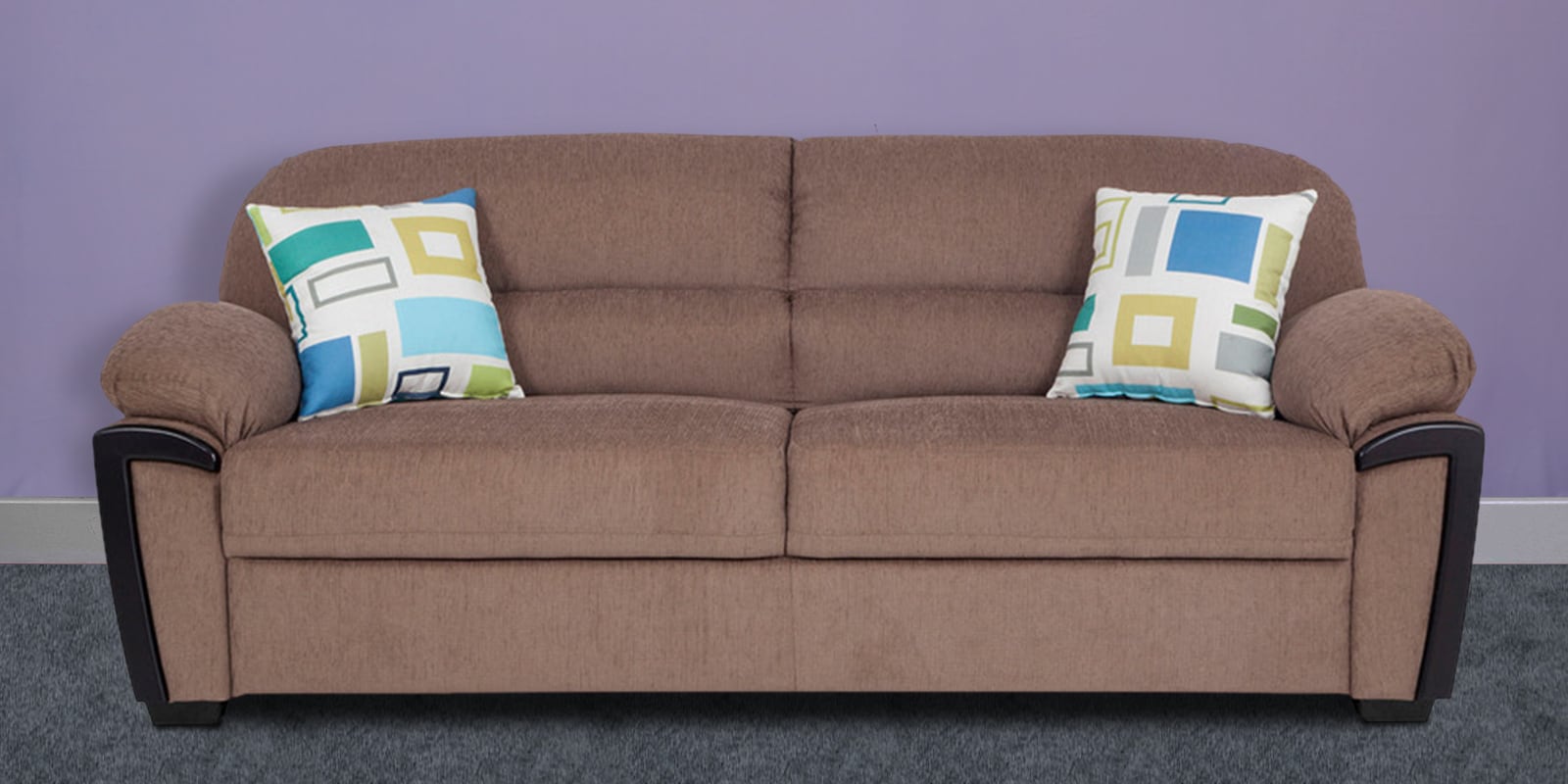 Buy Abu Dhabi Royale Three Seater Sofa in Light Brown Colour by Urban