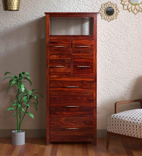 Buy Abbey Solid Wood Chest Of Drawers In Honey Oak Finish By