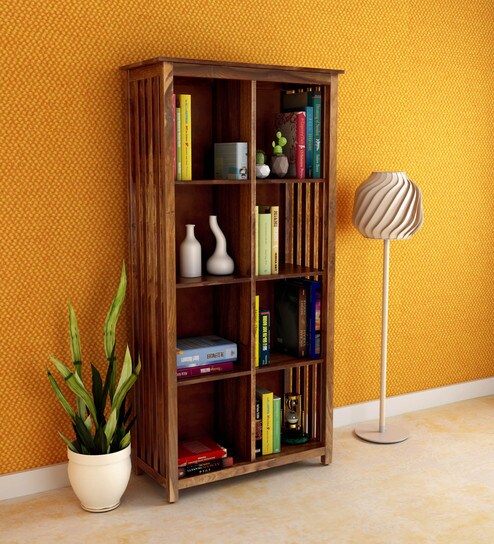 Buy Abbey Solid Wood Book Shelf In Rustic Teak Finish By