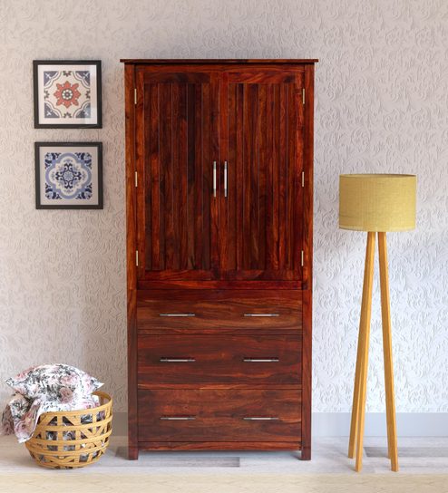 Buy Abbey Solid Wood 2 Door Wardrobe In Honey Oak Finish By