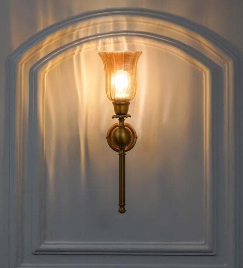 Abbie Metal & Glass Wall Light (Amber)