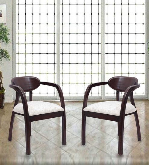 Abetos Teak Wood Arm Chairs in Brown Colour Set Of 2