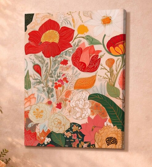 Abstract Floral Stretched Canvas Painting