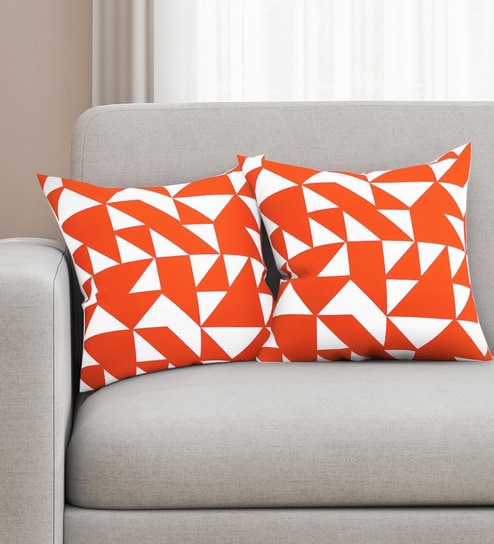 Cotton Geometric Pattern 16x16 Inch Cushion Covers (Set Of 2)