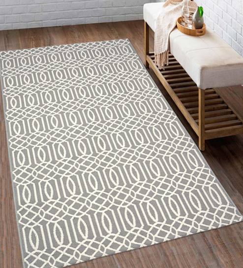 Abstract Pattern Beige 59 X 36 Inch Multi Purpose Handloom Runner By Saral Home