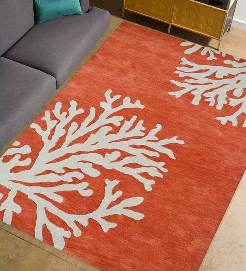 Red Wool Abstract 5 x 8 Feet Hand Tufted Carpet by Jaipur Rugs
