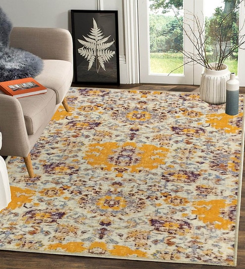 Buy Yellow Solid Wool 5 ft x 5 ft Hand Woven Round Carpet by Zeba at 5% OFF  by Zeba