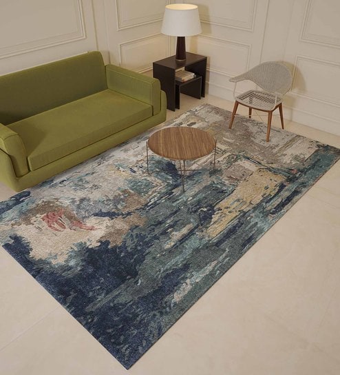 Abstract Pattern Wool & Viscose Hand Tufted 2 x 3 Feet Carpet by Jaipur Rugs