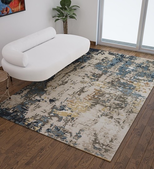 Abstract Pattern Wool And Viscose Hand Tufted 5 ft x 8 ft Carpets by Jaipur Rugs