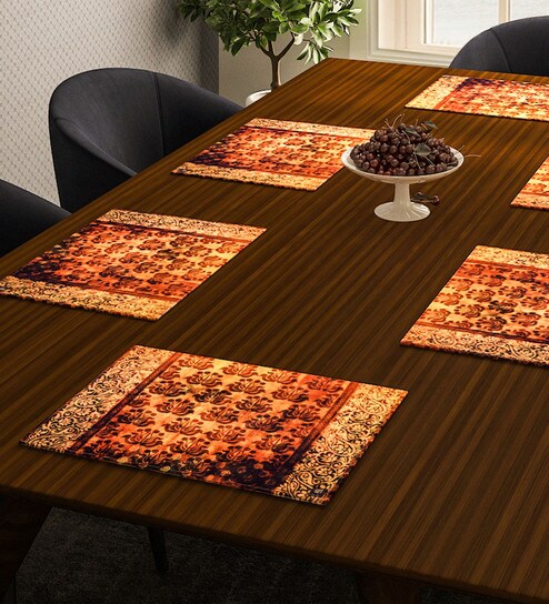 Buy Abstract Printed Cotton Dining Table Mats Placemats Set Of 6