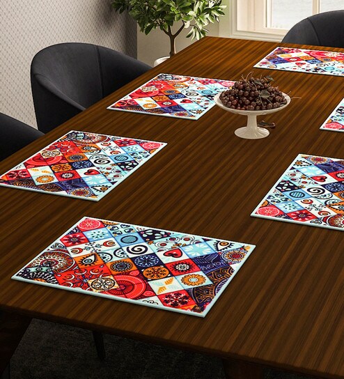 Buy Abstract Printed Cotton Dining Table Mats Placemats Set Of 6