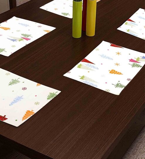 Abstract White Cotton 19 X13 Inches Placemats (Set of 6)  by Klotthe