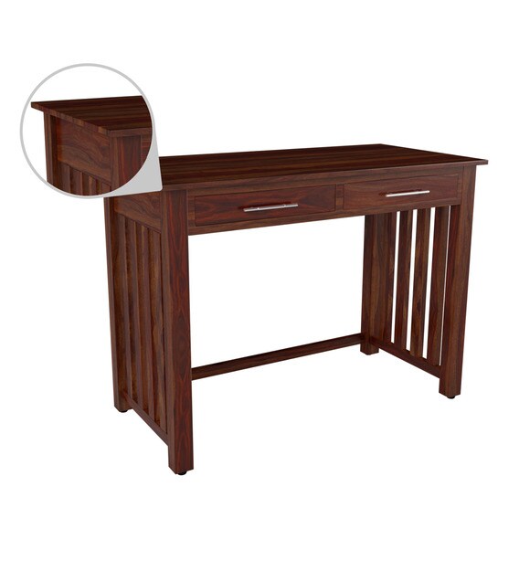 Buy Abbey Solid Wood Writing Table in Honey Oak Finish Woodsworth By